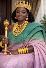 Load image into Gallery viewer, Ombré Forest Green & Rose Handwoven Kente (C)