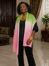 Load image into Gallery viewer, Ombré Pink & Green Handwoven Kente (B)